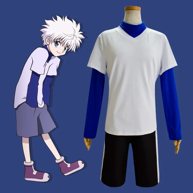 Anime Hunter X Hunter Killua Zoldyck Cosplay Costume Number 99 Badge Halloween Party Suit Shirt Pants Casual Sport Suit