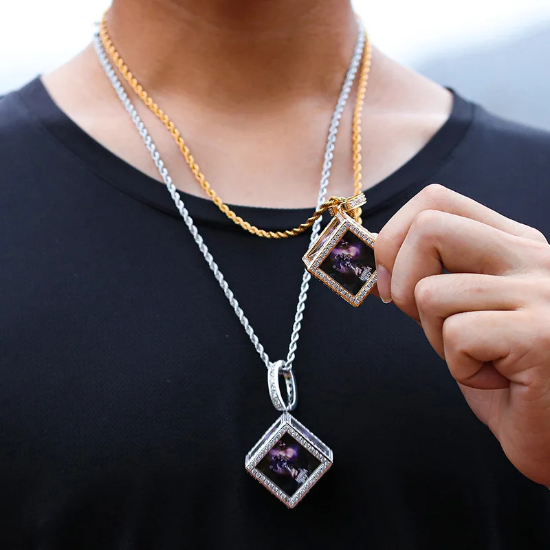 

Rubik's Cube Pendant For Men Hip Hop Personalized Picture Pendant Exquisite Charm Diamond Custom Logo For Best Friend