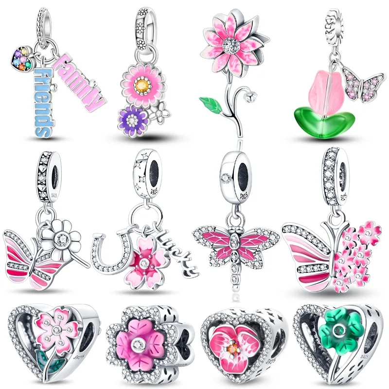 

New Silver Color Colorful Flower Of Hope Series Charm Fit Pan Bracelet DIY Bead Women Jewelry Gift Original Hot