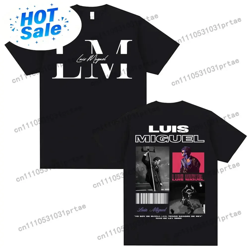 Rapper Luis Miguel Album Tour Graphic T-shirt for Men Harajuku Hip-hop Super Large Summer Print 100% Pure  T-shirt black