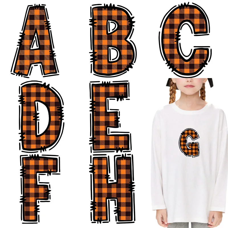 

Grid A-Z letters Iron On Patch dtf transfers ready to press Heat Transfer On Clothes iron on heat transfer Children's clothing