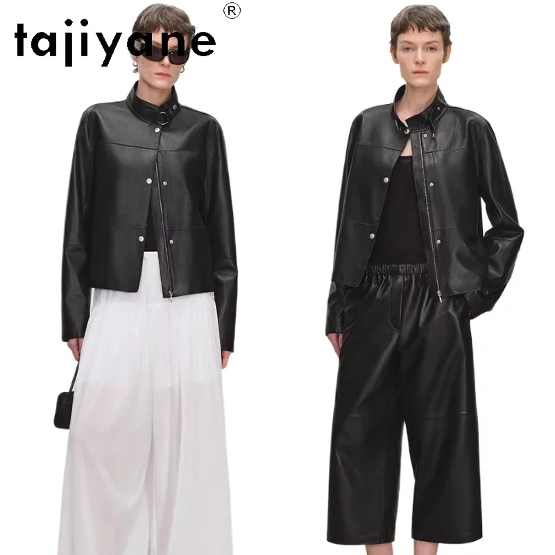 TAJIYANE 100% Goatskin Genuine Leather Jacket Woman Old Money Style Short Coat Real Leather Jackets 2026 Spring Women Clothes 자켓