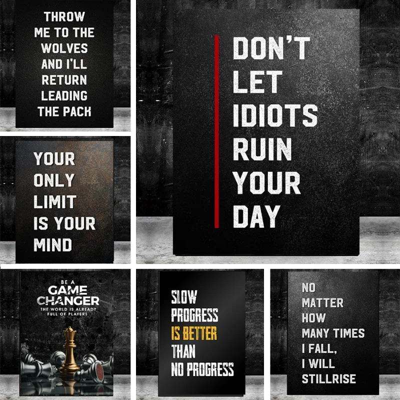 Modern On Canvas Wall Art Black And White Letters Inspiring Custom Posters And Prints Office Living Room Bedroom Decor