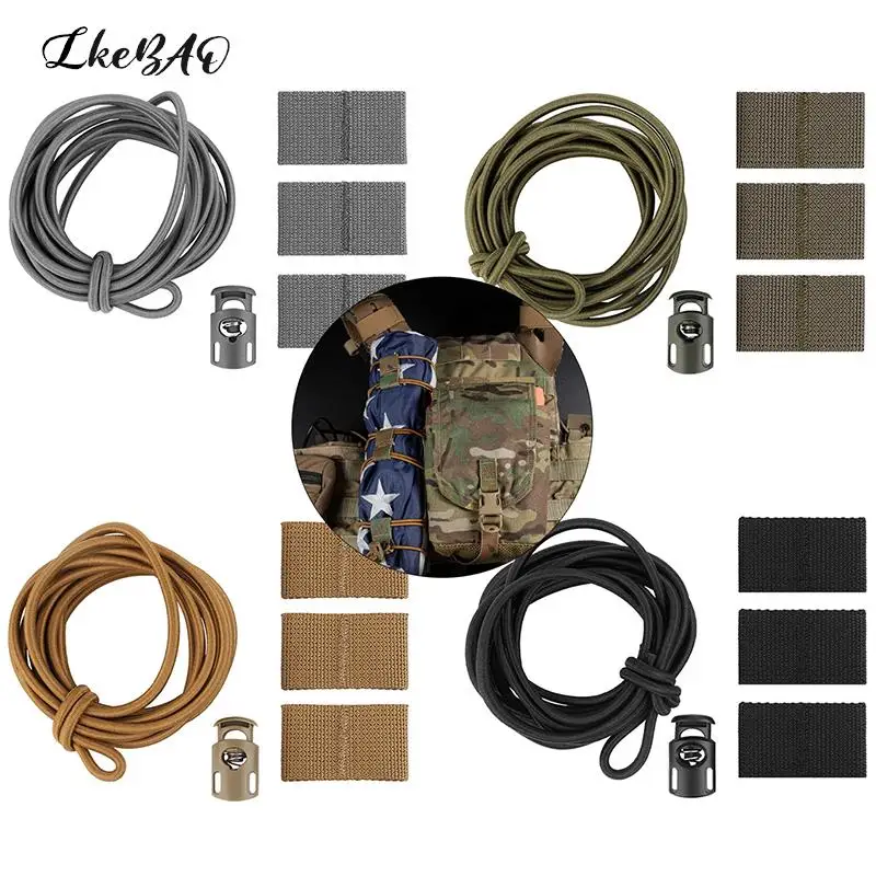 

Tactical Old Glory Flag Bungee Elastic Fastener Strap Shock Cord Retention Webbing Loop Cord Lock Secure Attachment