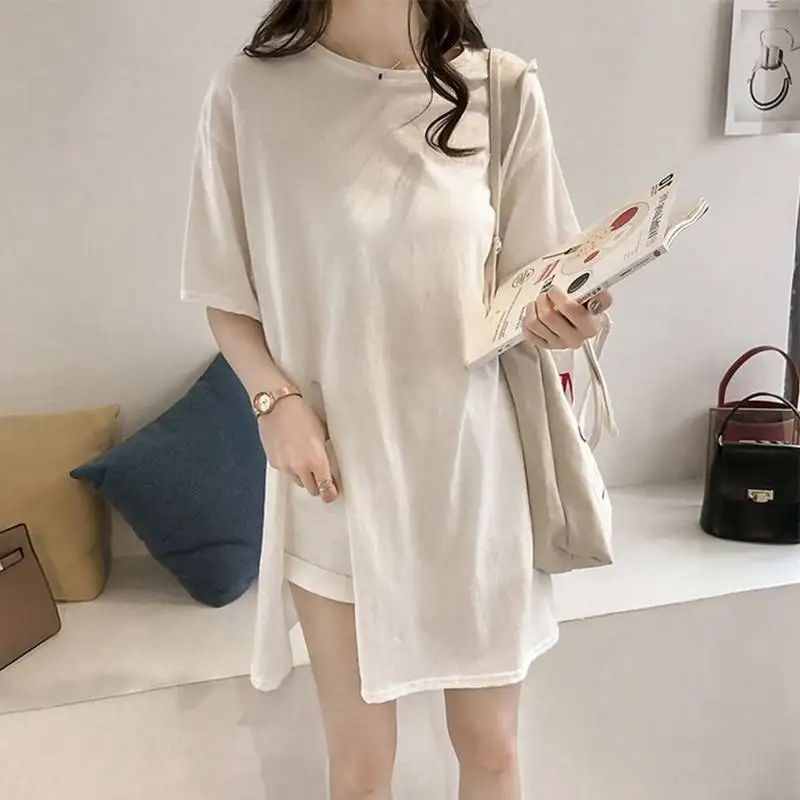 Stylish Solid Color All-match Irregular T-Shirt Female Clothing 2023 Summer New Oversized Casual Pullovers Tops Korean Tee Shirt