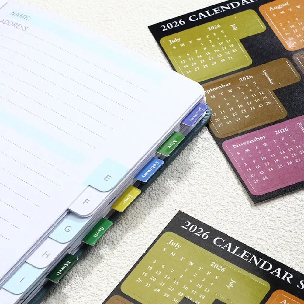 NEW DIY 2026 Calendar Stickers Colorful Durable Planner Stickers Removable Multi-functional Bookmark Office