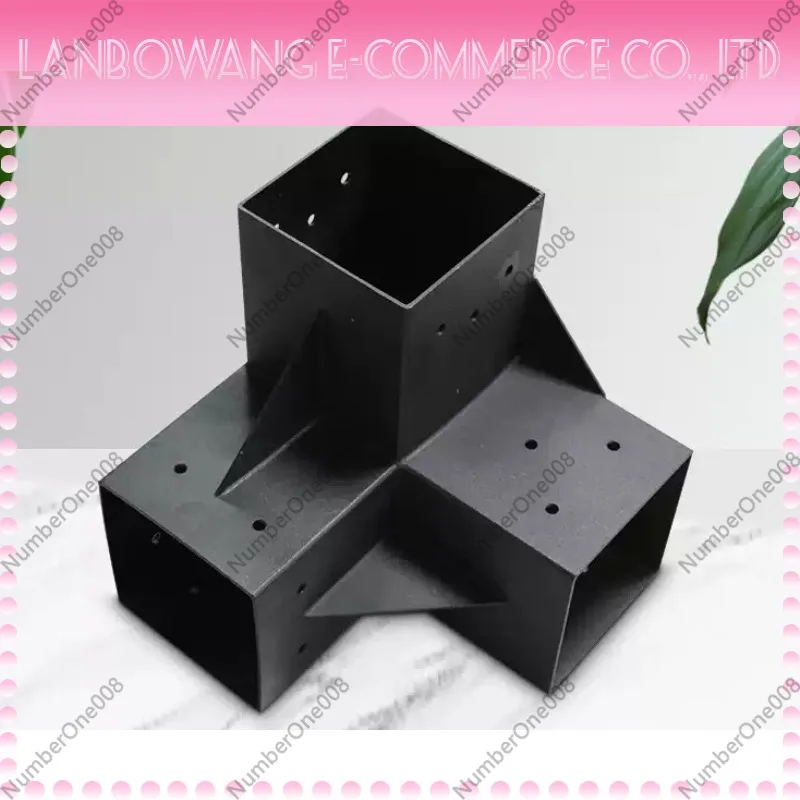 For Black Coated Pergola Bracket Post Shoulder Base  Steel  Kit