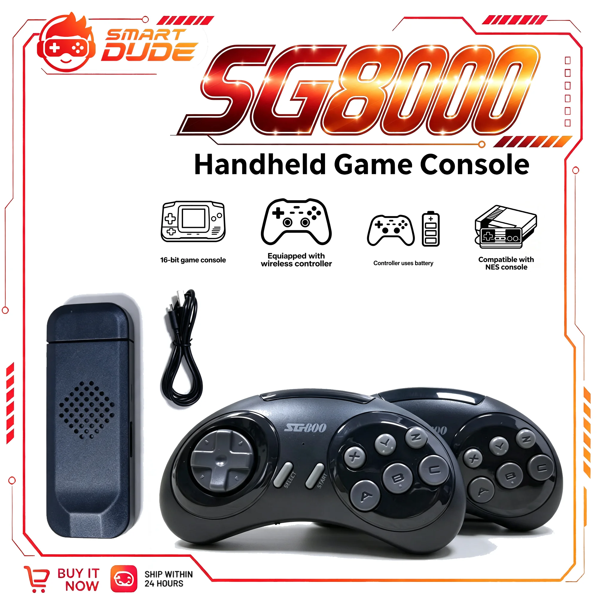 SG800 Retro Video Game Console HD Game Stick with 3000 Games Wireless Controller 16Bit for Sega Nintendo Classic Gaming Experien