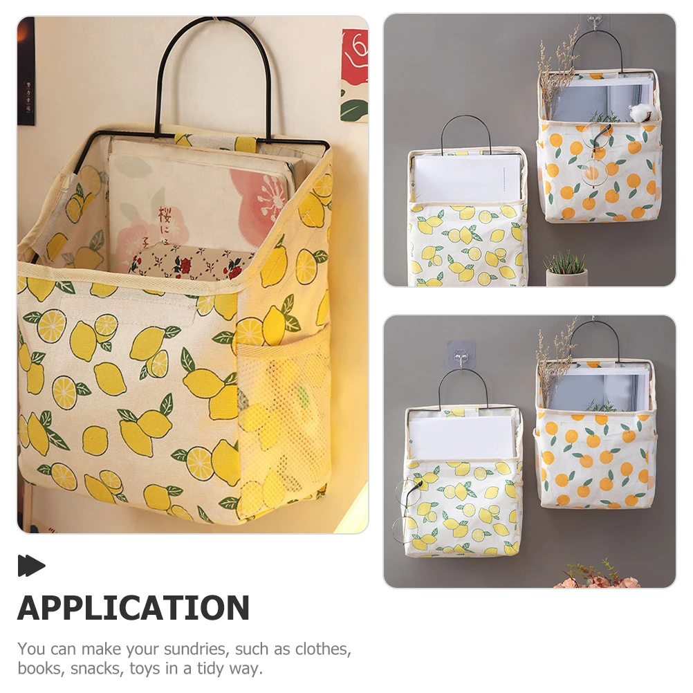 

2pcs Storage Pouch Large Capacity Cotton Fabric Wall Bag Dorm Room Decor Sundry Holder Door Back Organizer Bedroom Storage