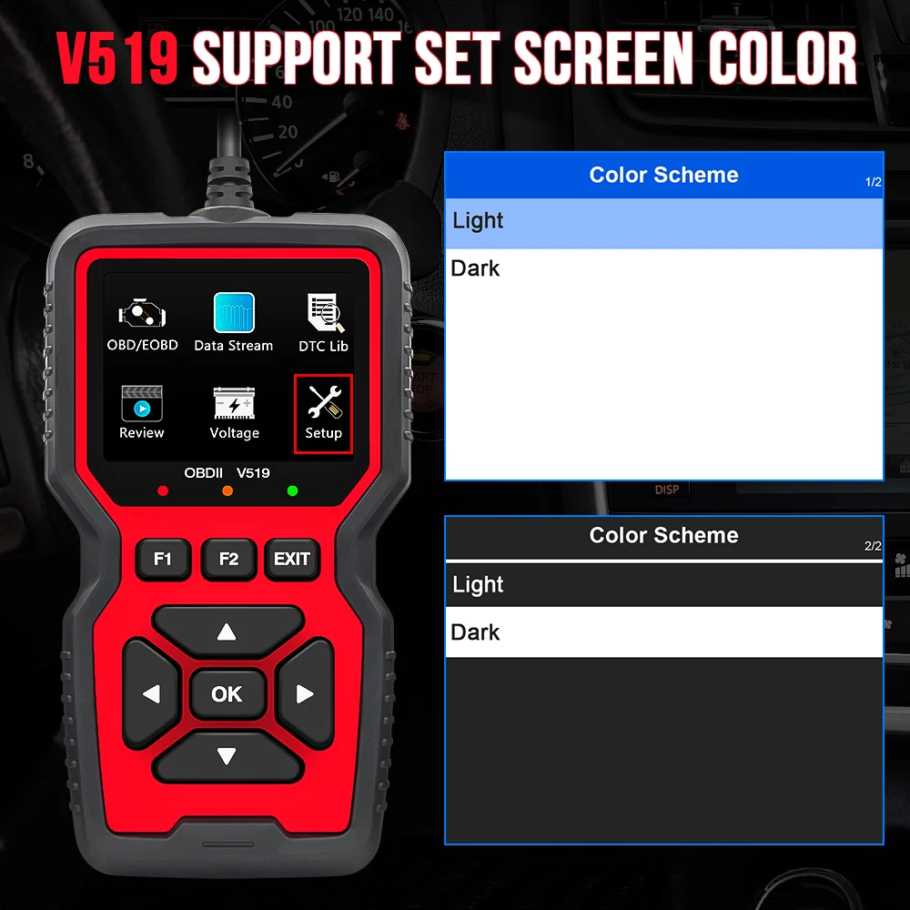 V519 Car Scanner OBD2 Engine Analyzer Tool for Fault Diagnosis and Code Detection Used to Check Engine Lights
