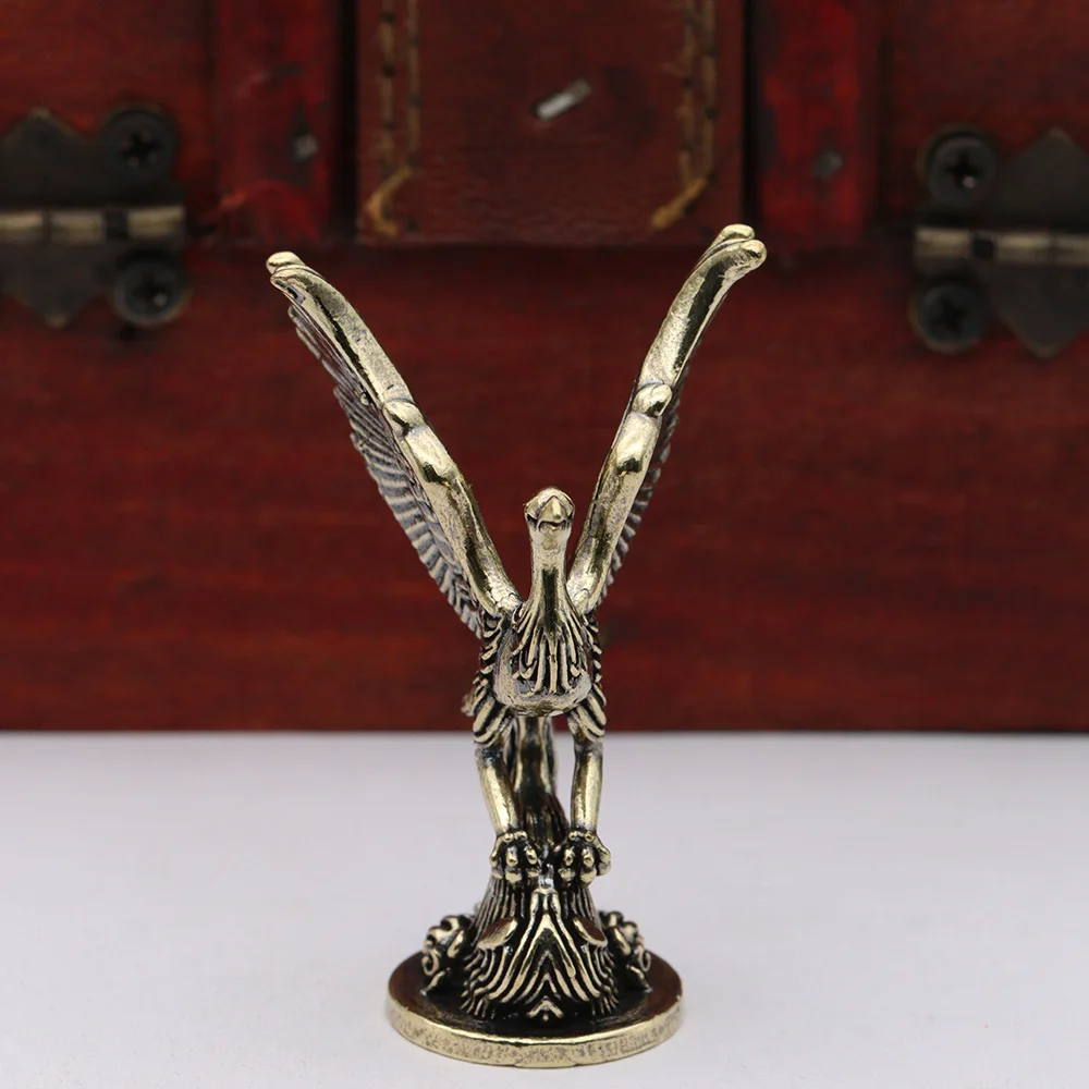 Brass Divine Bird Phoenix Small Statue Desktop Ornaments Ancient Mythical Beast Figurines Home Decorations Crafts Accessories ﻿