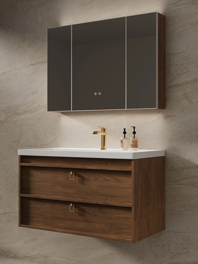 

Modern simple antique bathroom cabinet ceramic integrated basin toilet washstand with storage box