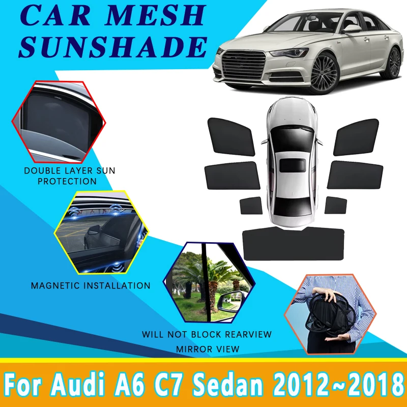 

Car Mesh Sun Shade For Audi A6 C7 Accessories 2012~2016 2017 2018 Sedan Auto Magnetic Sunshade Windshield Side Window Visor Tool