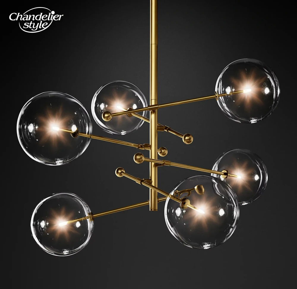 

Modern Round Chandeliers LED Glass Globe Chandelier Decoration Living Room Bedroom Dining Room Hanging Lamps Lustre