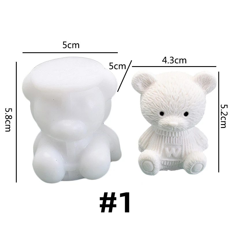 Aomily Cute Bear Shape Cake Silicone Mold INS Happy Party Fondant Cake Chocolate Candy Resin Clay Ice Block Soap Baking Mold