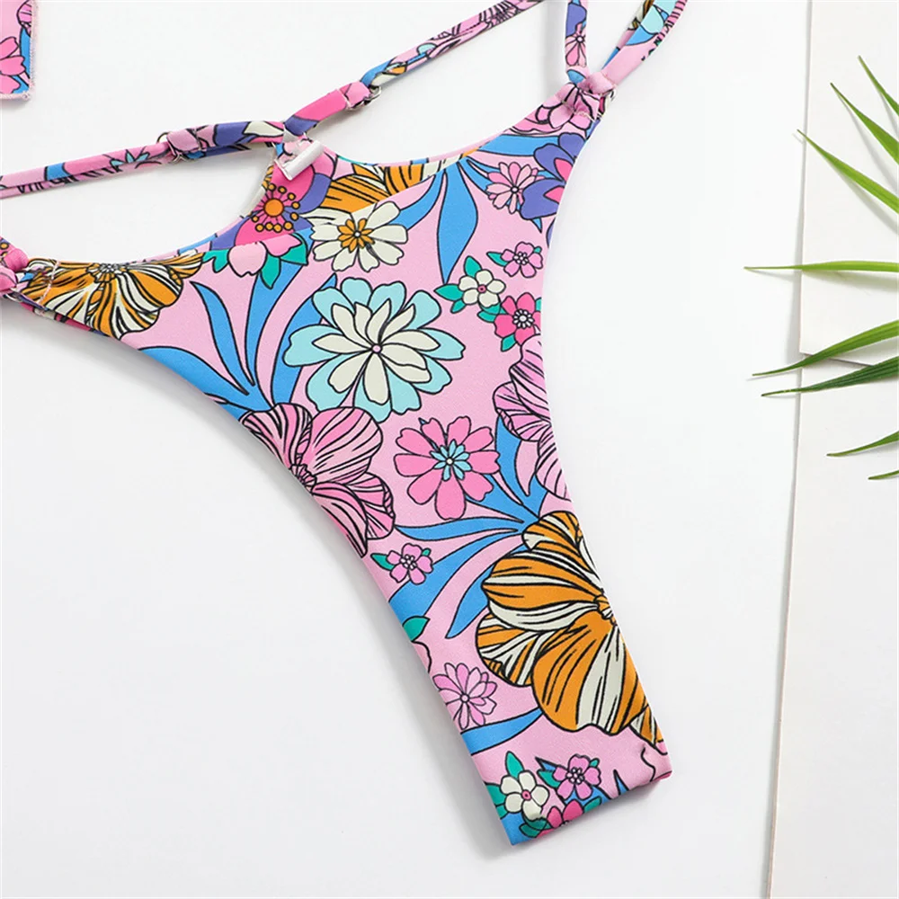 مثير مايكرو سلسلة بيكيني الدانتيل يصل الأزهار ملابس السباحة النساء 2 قطعة عطلة ملابس السباحة الشاطئ الزي ثوب السباحة Tankini البيكينيات مجموعات #4