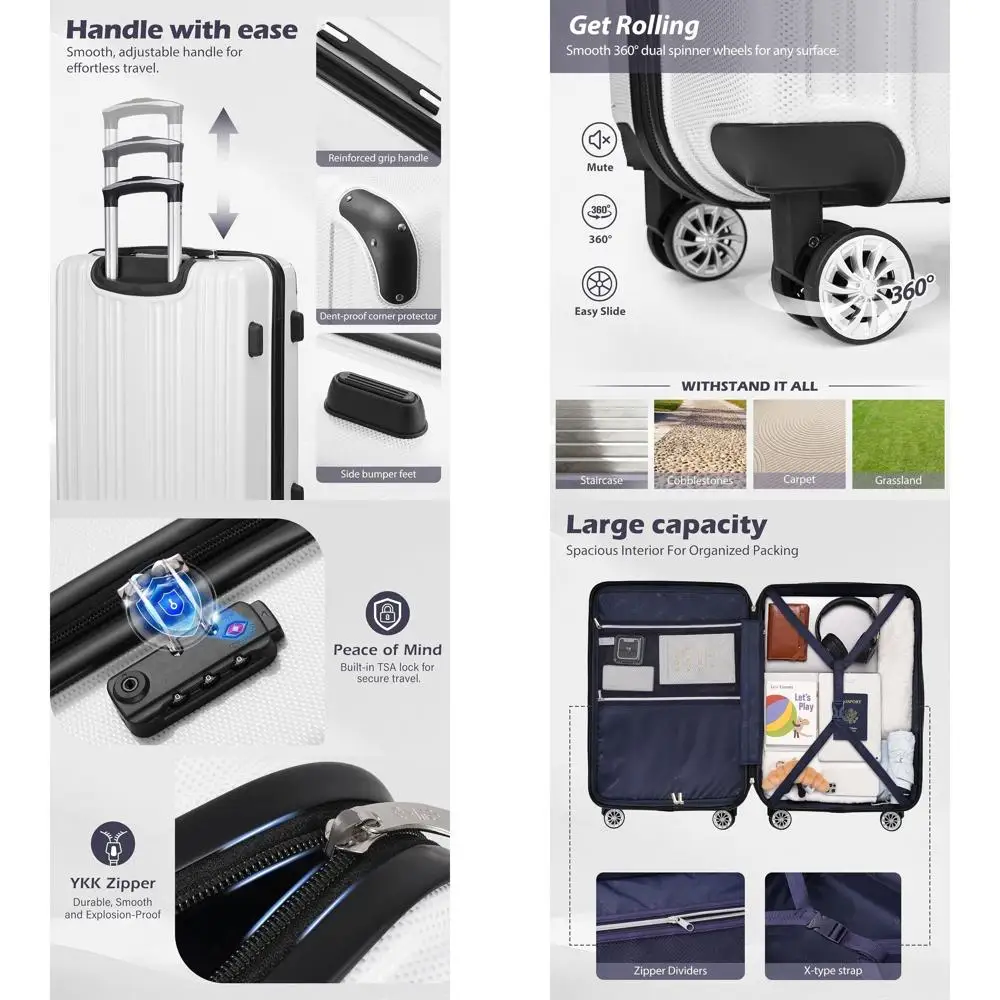 

Expandable 28 Suitcase with Spinner Wheels in PC+ABS Material - 20in, 24in, and 28in Sizes, Navy Blue, Medium (24in)