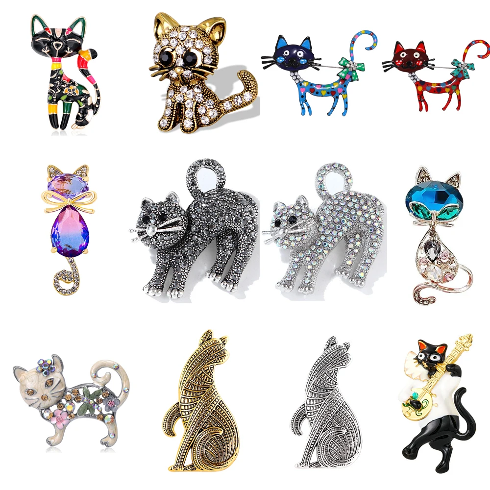 Frauen Männer Unisex Katze Liebhaber Brosche Mode Kitty Tier Pins Abzeichen Schmuck