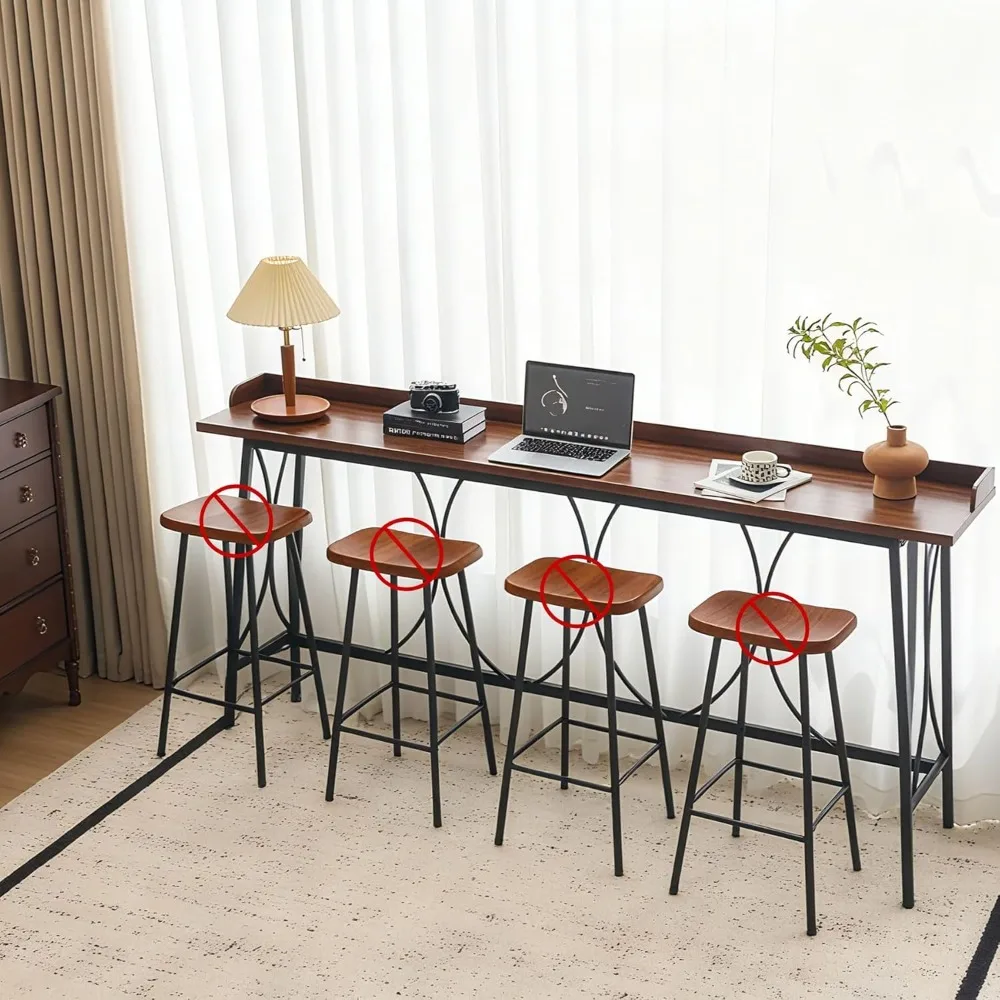 Tavolo da bar da 82,3", tavoli da bancone da colazione da cucina alti, tavolo da bar in legno per bistrot, sala da pranzo, soggiorno, marrone