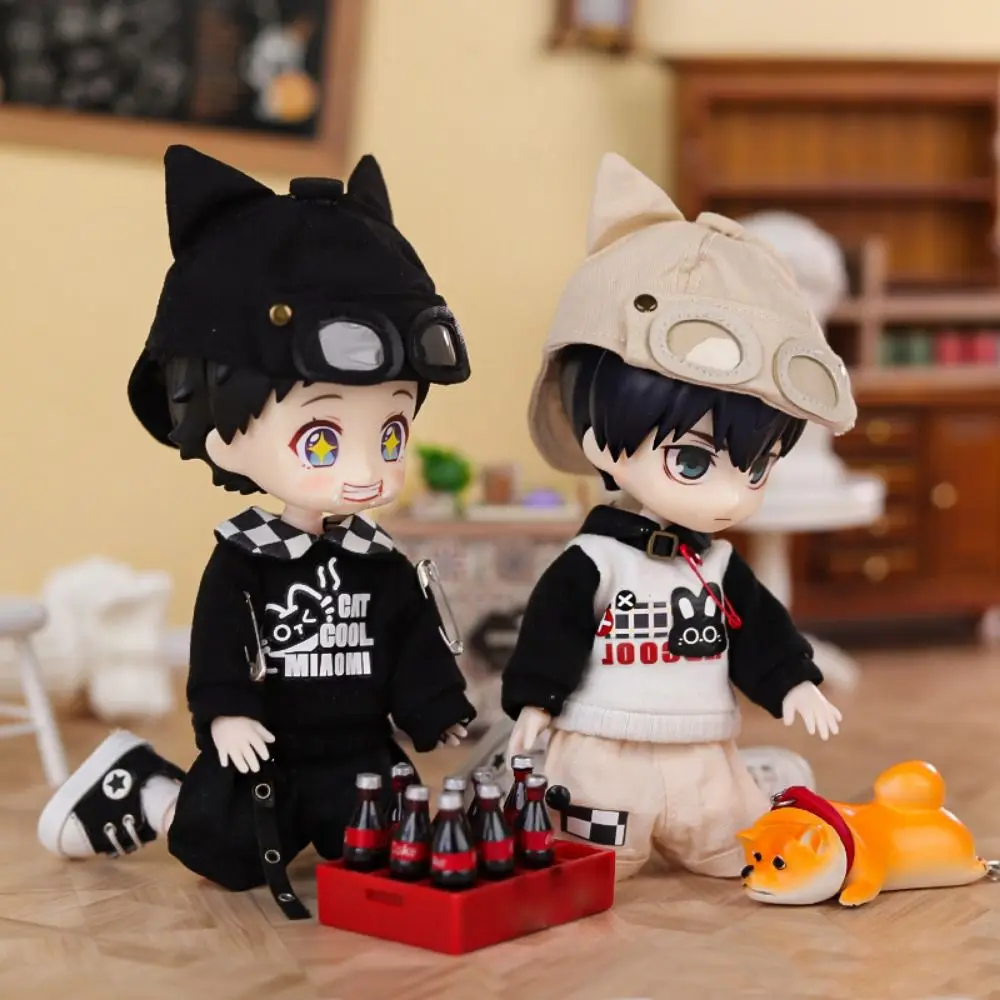 

DIY Hat Ob11 Doll Cat Hoodie Set Винтажные мини Ob11 Толстовки Брюки Одежда Симпатичное платье Ob11 Bjd Кукольная одежда Bjd Украшение