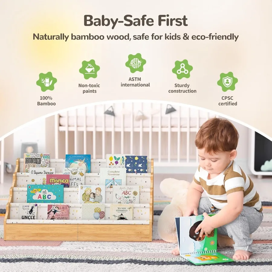 Toddler Bookshelf for Rooms Nursery Book Shelves with Open Forward Display Montessori Book Shelf for Baby Room Small Classroom