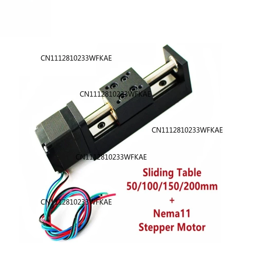 ONLY NEW T-type Mini Sliding Table 50/100/150/200mm For Linear Rail Guide With Nema11 28mm Stepper Motor For CNC 3D Printer