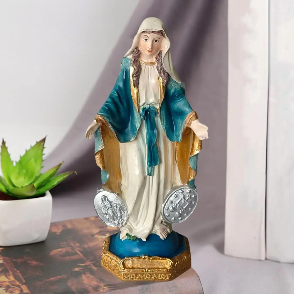 Standing Virgin Mary Statue Our Lady Resin Figurine Sculpture Home Office Bookshelf Desktop Decoration Ornament Spiritual Gifts