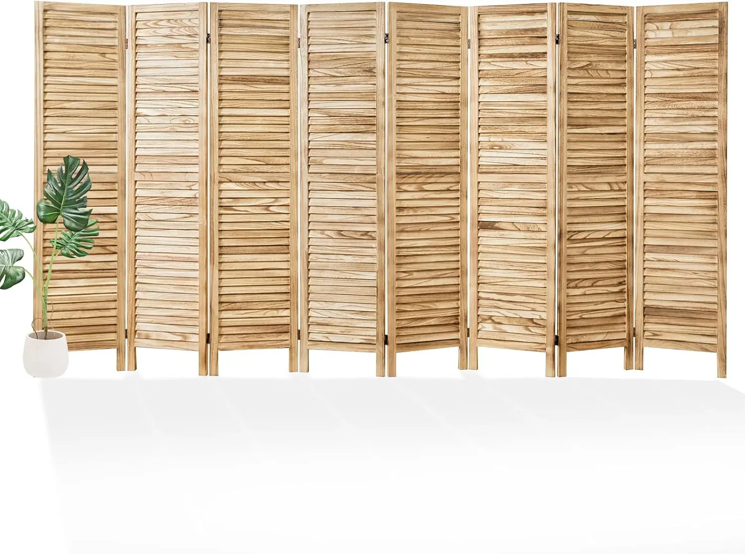 

Room Partitions and Dividers, Temporary Wall with Double Hinges, 5.6 Ft Tall Folding Louver Wood Screen for Home Office