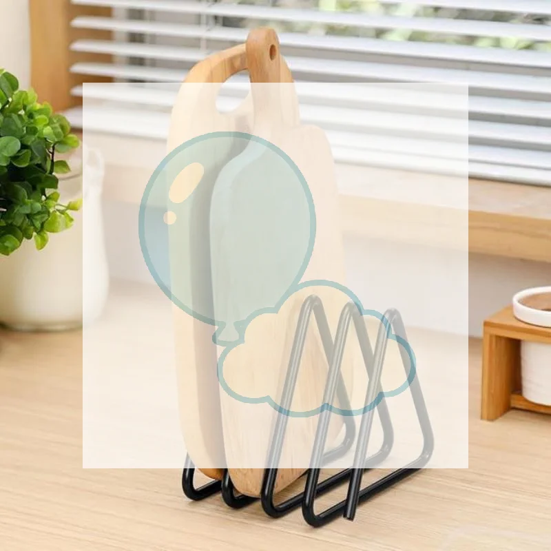 Sturdy Kitchen Storage Shelf Heavy-Duty Metal Cutting Board Organizer-Space-Saving Kitchen Storage Rack With Triangular Design