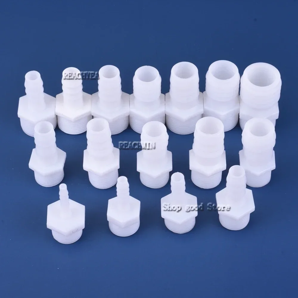 Plastic Pijpfitting Pagode Barb Naar 1/2 3/4 Bsp Bsp Big Thread White Pe Koppeling Straight Fish Tank Slangconnector