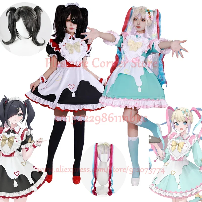 Needy Girl KAngel Ame Chan Maid Cosplay Costume Suits Synthetic Wig Game Needy Girl Overdose Cosplay Costume Uniform Wig