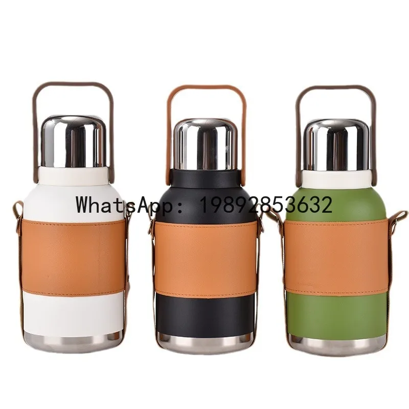 

ZZ high-value handpot household stainless steel thermos cup all-steel lid bright bottom pot portable large capacity rope travel
