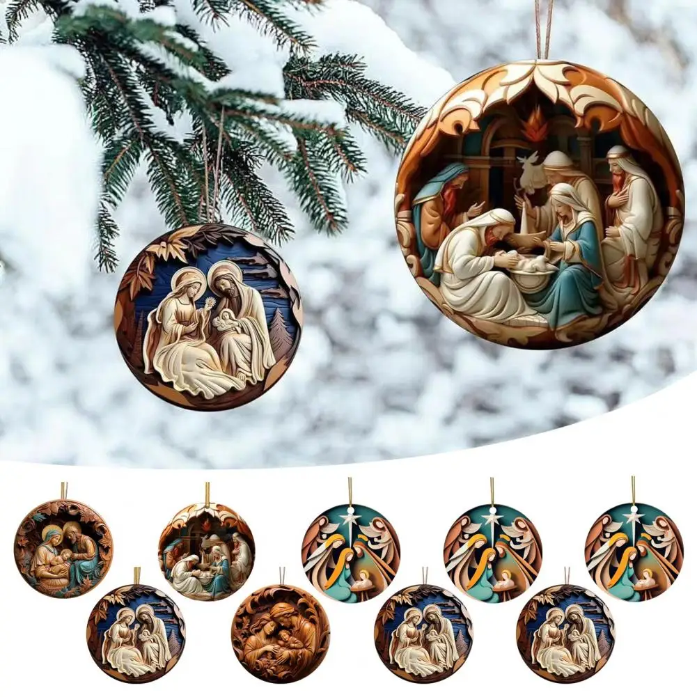 Jesus Birth Story Ornament Acrylic Flat Hanging Pendant Keepsake The Birth of Jesus Decor for Christmas Tree Party Car Wall Door