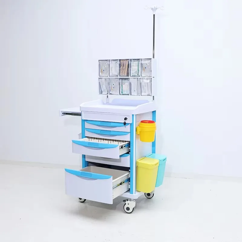 عربة التخدير عالية الجودة للمستشفى، عربة التخدير المتنقلة مع عجلات صامتة لمواد ABS #2