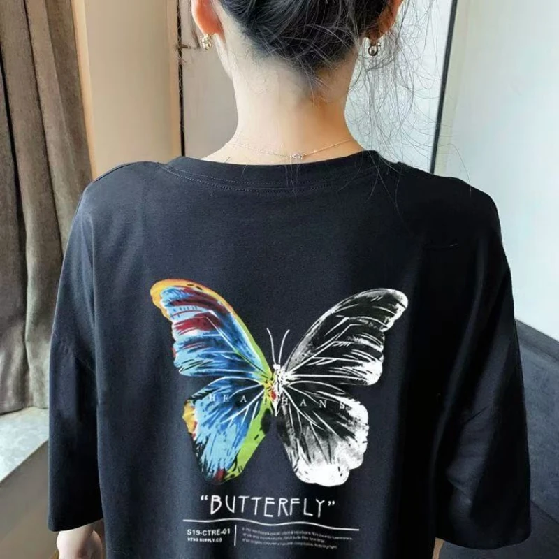 เกาหลีสไตล์หลวมขี้เกียจแฟชั่นความยาวกลางแขนสั้นเสื้อยืดชุดยาวผู้หญิงสบายๆสบายแยกชุดฤดูร้อน