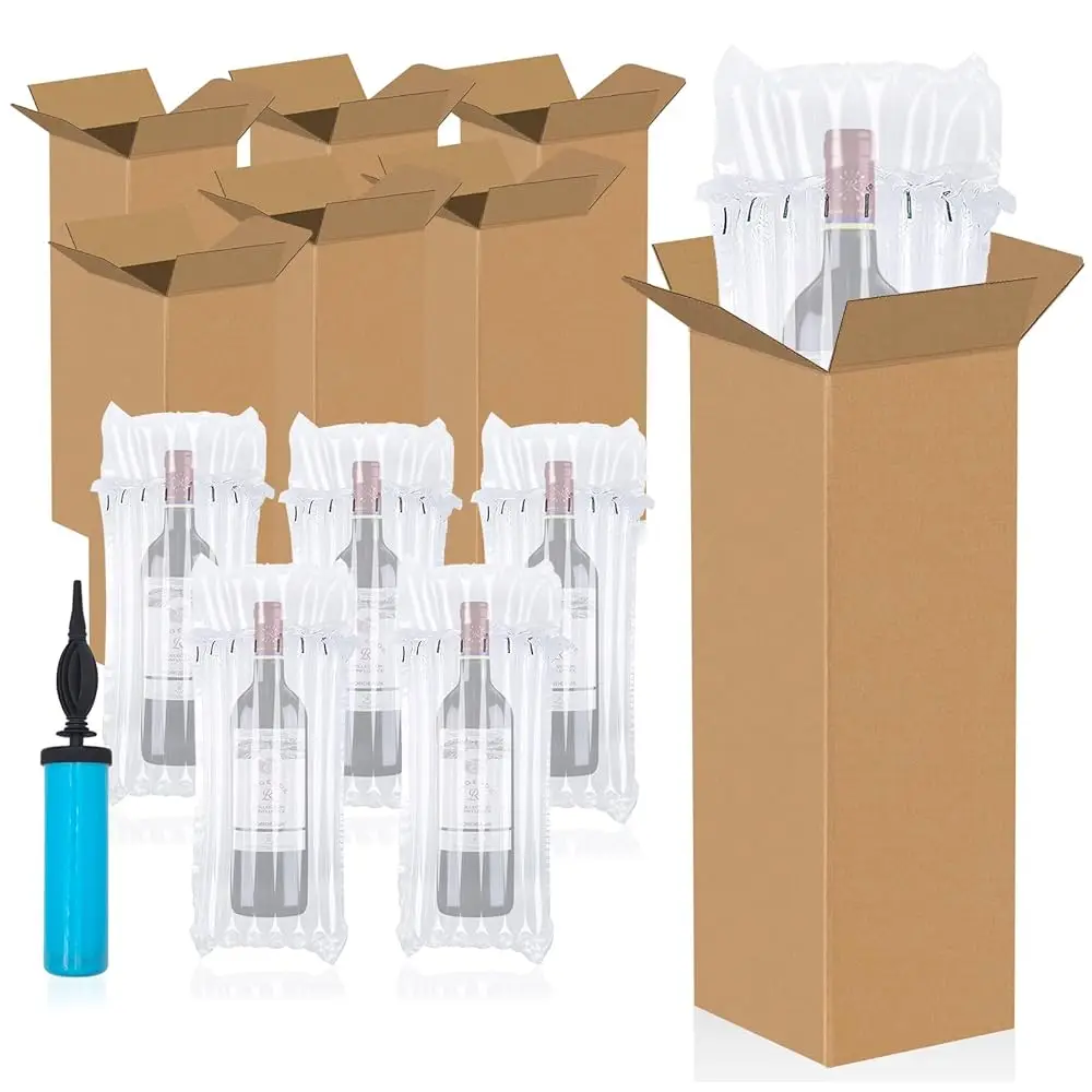 

Free Shipping12 Sets Wine Shipping Box Kit Include Wine Packaging Boxes Inflatable Protector Bags for Shipping Travel for with