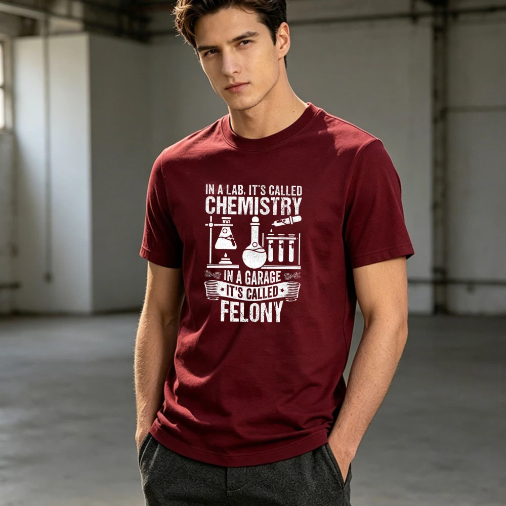 Science Lab Chemistry Tshirt Beaker Flask Test Tubes DNA Helix Banner Cotton Short Sleeve Tee Humor Scientist Graphic Geeky Tops