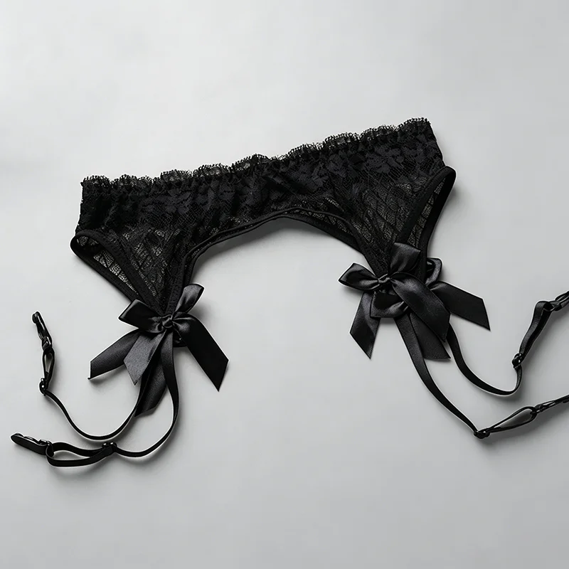 Schwarz/Rot/Rosa/Weiß Spitzen-Strumpfhaltergürtel für Damen, sexy transparente Dessous, verstellbarer Strumpfhaltergürtel für oberschenkelhohe Strümpfe.