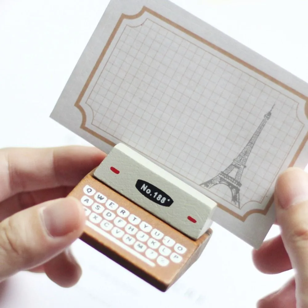 Wood Table Stand Card Holder Note Clip Typewriter Shape Photo Clips Memo Holder Card Clip Desktop Ornament