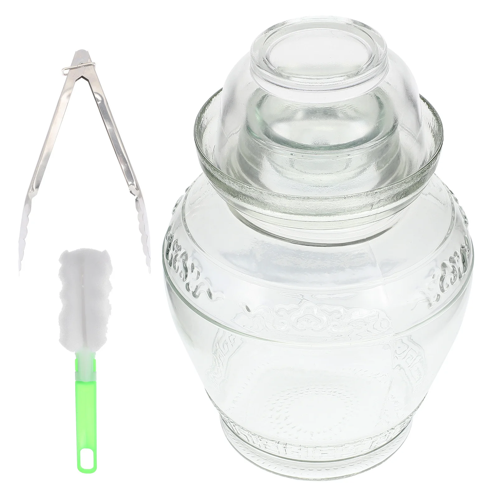 

1Set Glass Pickle Jar Acid Cabbage Storage Sealed Airtight Kitchen Transparent Container Household Food Storage