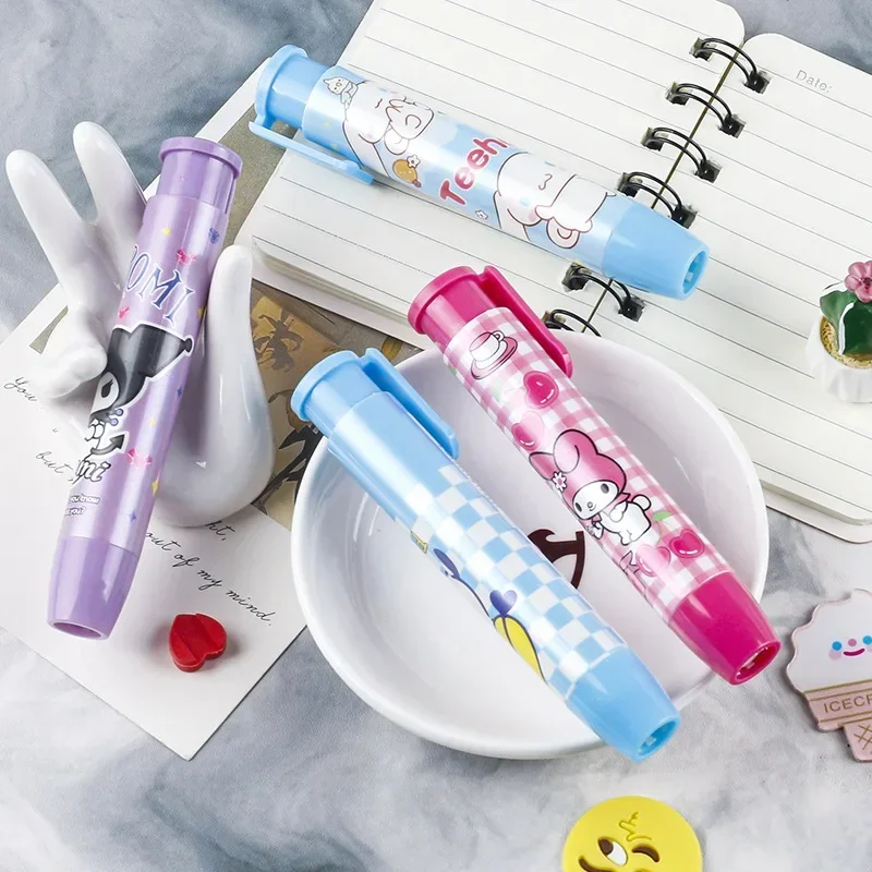 Sanrio Hello Kitty Cinnamoroll push-on eraser for girls, cute cartoon eraser for elementary and middle school students to learn