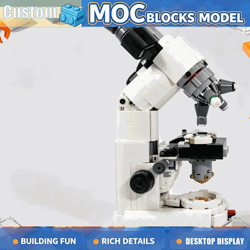 1320PCS MOC Compound Microscope Science Laboratory Instrument Model Custom Puzzle DIY Creative Assembly Building Blocks Toy Gift