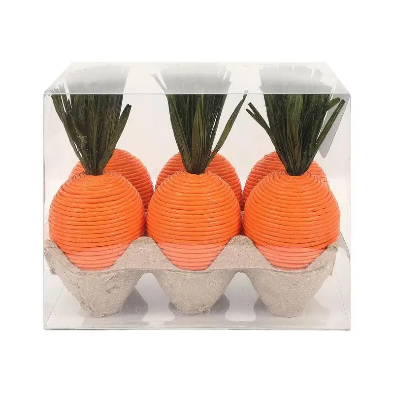 6pc Easter Carrot Ornaments 2025 Spring Easter Party Home Decor Kids Birthday Gift Artificial Carrot Vegetables Table Centerpies