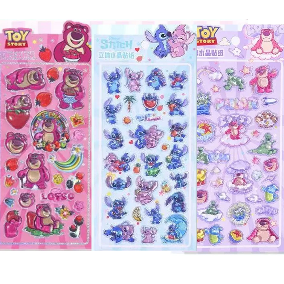 Kawaii Lilo&stitch 3D Crystal Stickers Creative Peripheral Zootopia Student Reward Diamond Sticker Phone Case Decoration