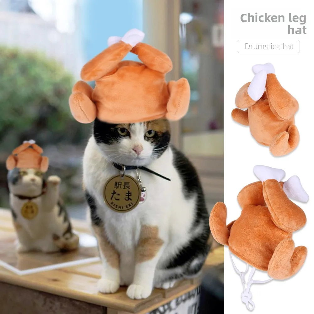 Haustierhut Teddy Dress Up Hühnerbein Kopfschmuck Katze Dress Up Mütze mit Ohren Katzenkopfbedeckung