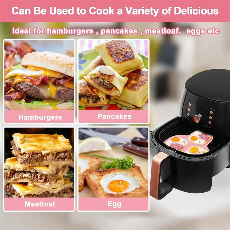 A77I 2 قطعة مقلاة هوائية من السيليكون مقلاة البيض قابلة لإعادة الاستخدام مقلاة هوائية قالب البيض ملحقات مقلاة الهواء