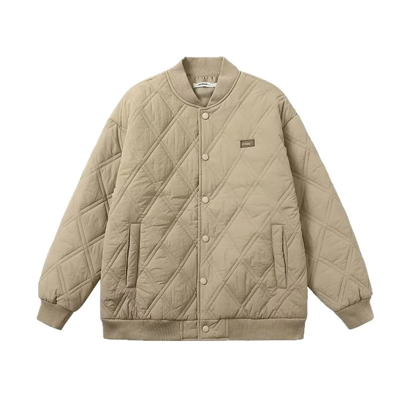 سترة مبطنة بالألماس عتيقة - صورة ظلية بيسبول بدون ياقة نمط ألماس عتيق #3