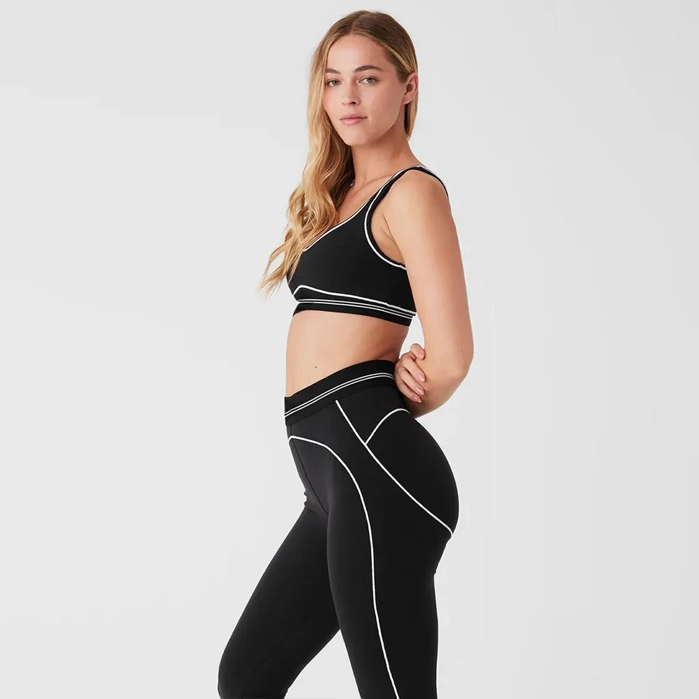 Soutien-gorge à gorge cœur pour aérographe, legging taille haute, vêtements de survêtement de yoga, pantalon astronomique, sangle initiée, ensemble de sport élastique