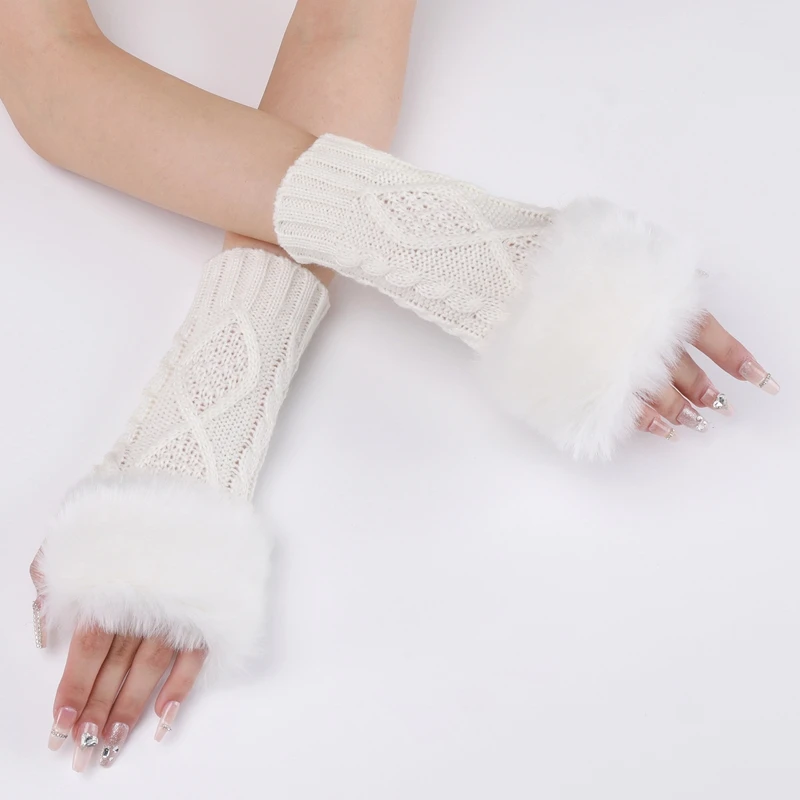 Nail photo decor items fashion wrist fake sleeves white short knitted gloves Nail Art shooting background Manicure photography