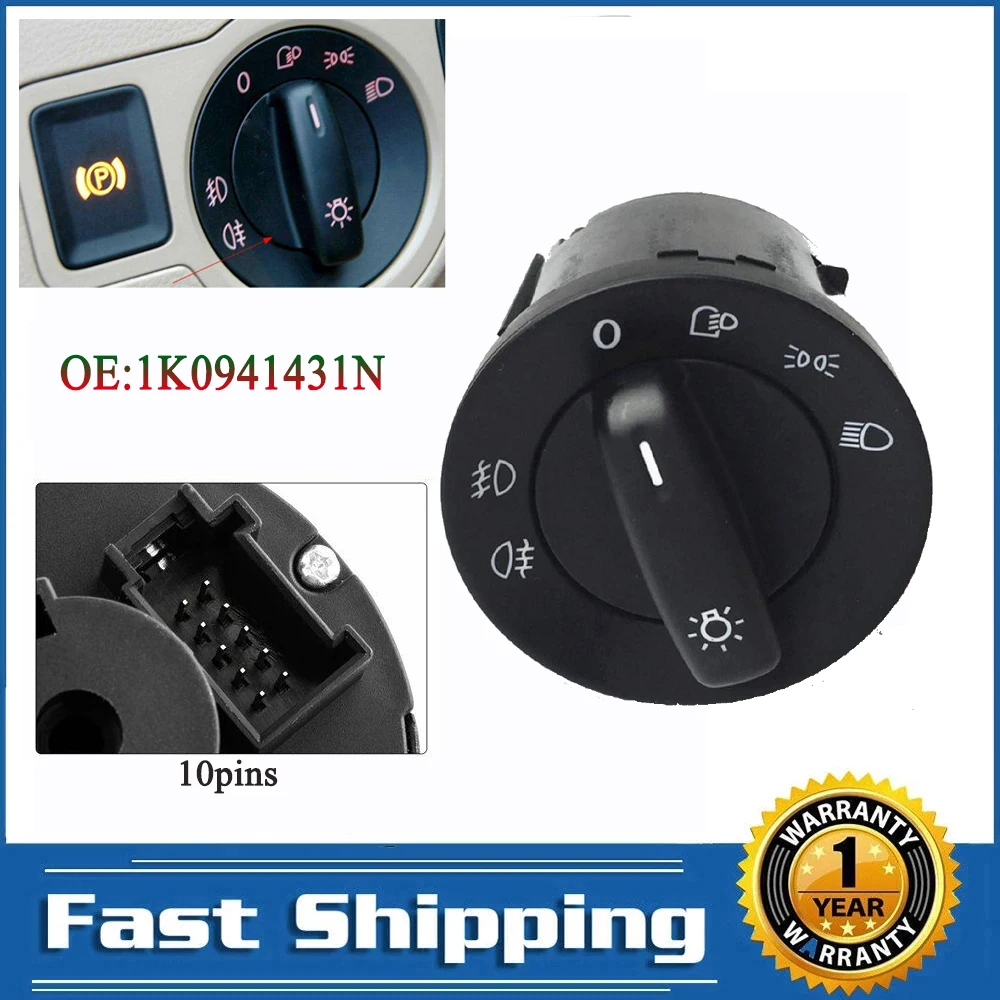 Car Headlight Fog Lamp Control Switch Button for Volkswagen VW Caddy Passat B6 CC Golf Beetle MK5 MK6 2003-2015 Car Accessories